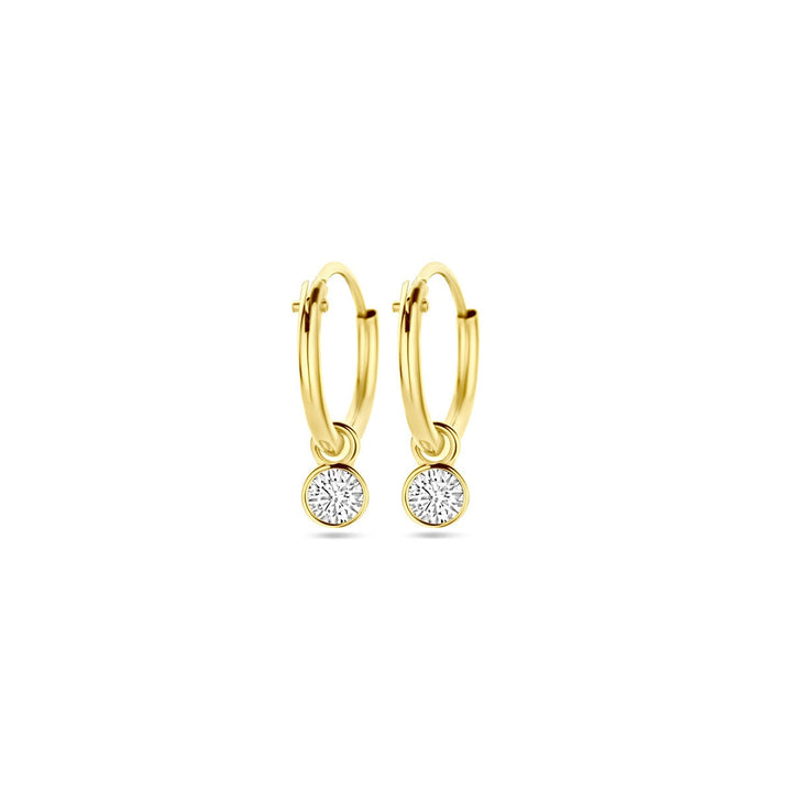 earrings with pendants zirconia 14K yellow gold