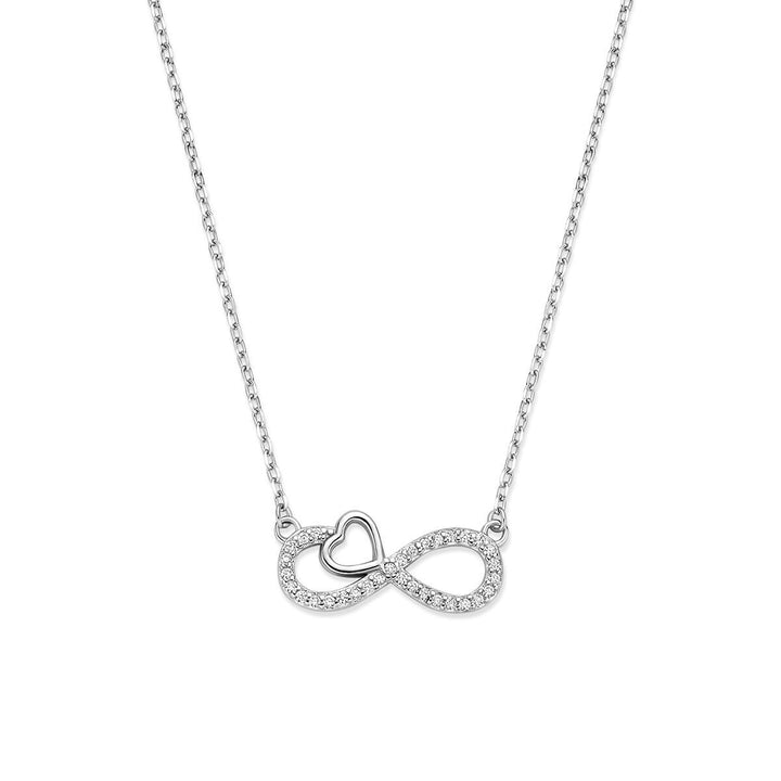 Gerhodineerd Zilveren Collier Infinity Hartje met Zirkonia