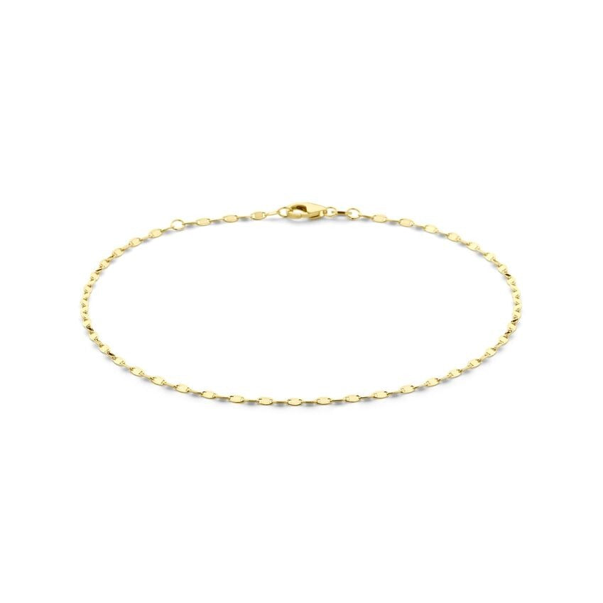 Gouden enkelbandje dames – 14k geelgoud, 2 mm schakels
