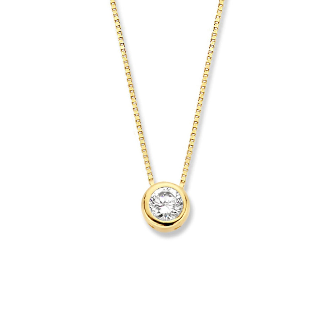 Gouden ketting met zirkonia – 14k venetiaanse schakel