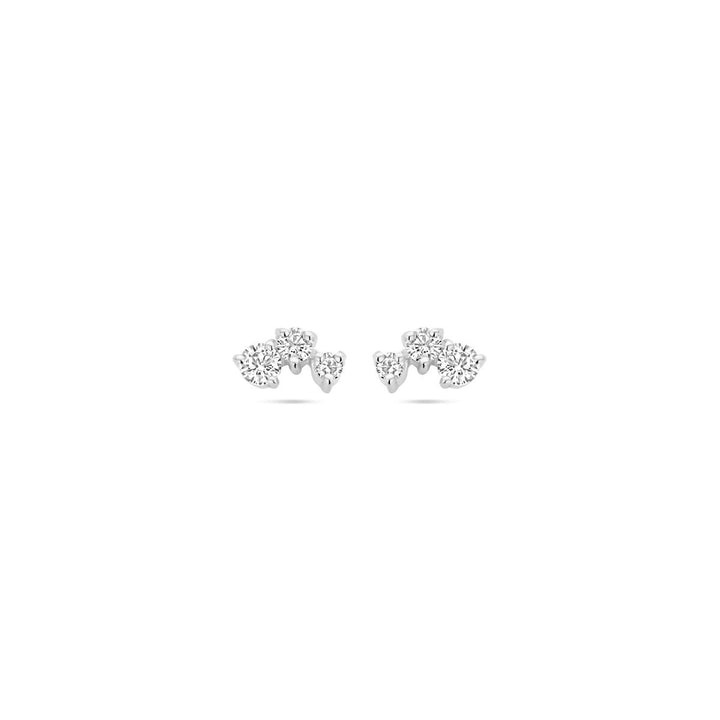 ear studs zirconia silver rhodium plated