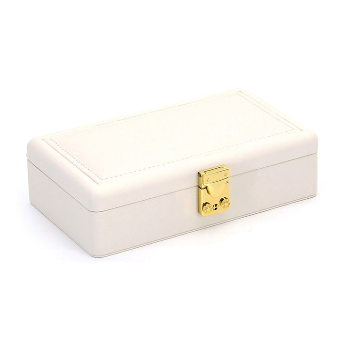 Luxe sieraden doos beige met gele accenten – compact & stijlvol