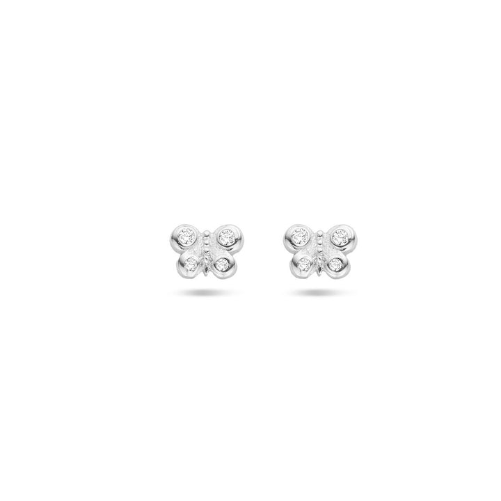 butterfly ear studs zirconia silver rhodium plated