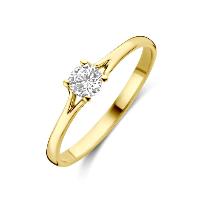 Gouden damesring met zirkonia – 14k geelgoud