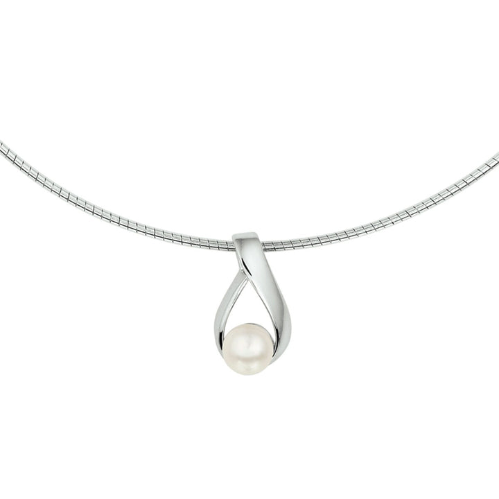necklace pearl 42 + 3 cm silver rhodium plated