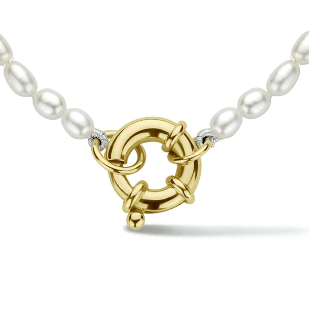 pearl necklace 41 cm with large spring clasp 14K yellow gold