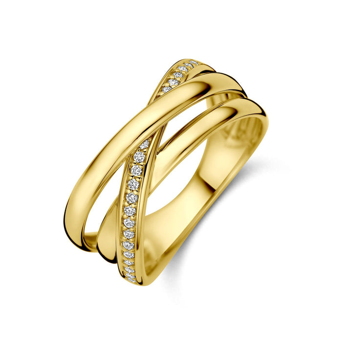 14k Geelgouden Alliance Ring met Diamant 0,15 ct