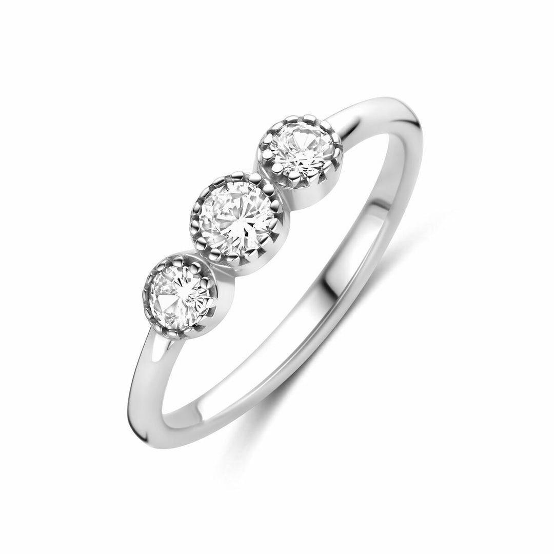 Zilveren damesring met zirkonia – gerhodineerd 925 zilver