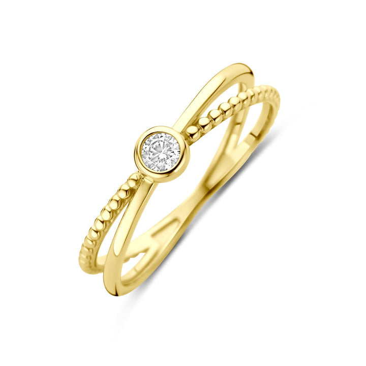 Gouden damesring met zirkonia – 14k geelgoud