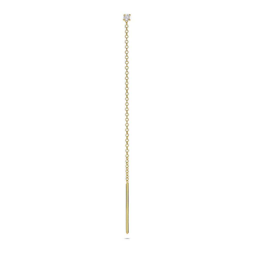 14k Geelgouden doortrekoorbel met diamant