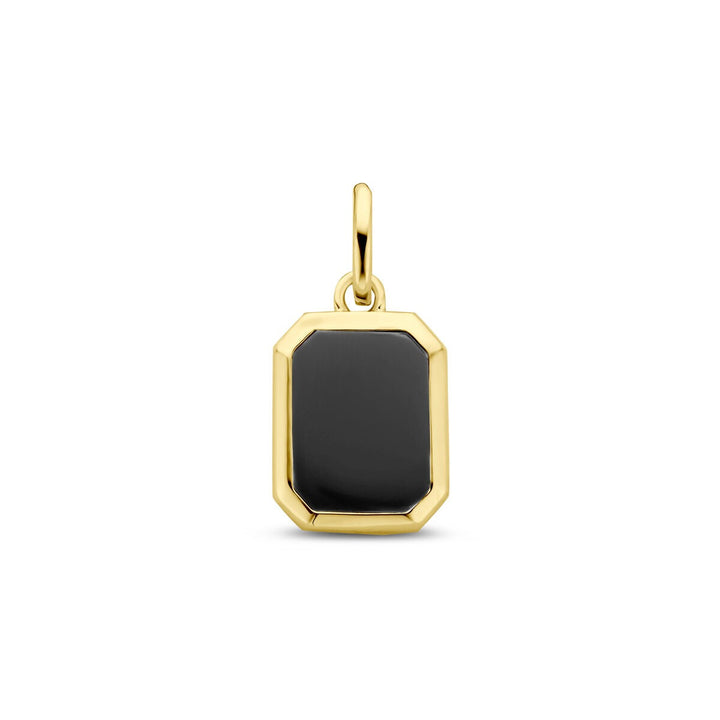 Verguld zilveren hanger met onyx – 20 mm