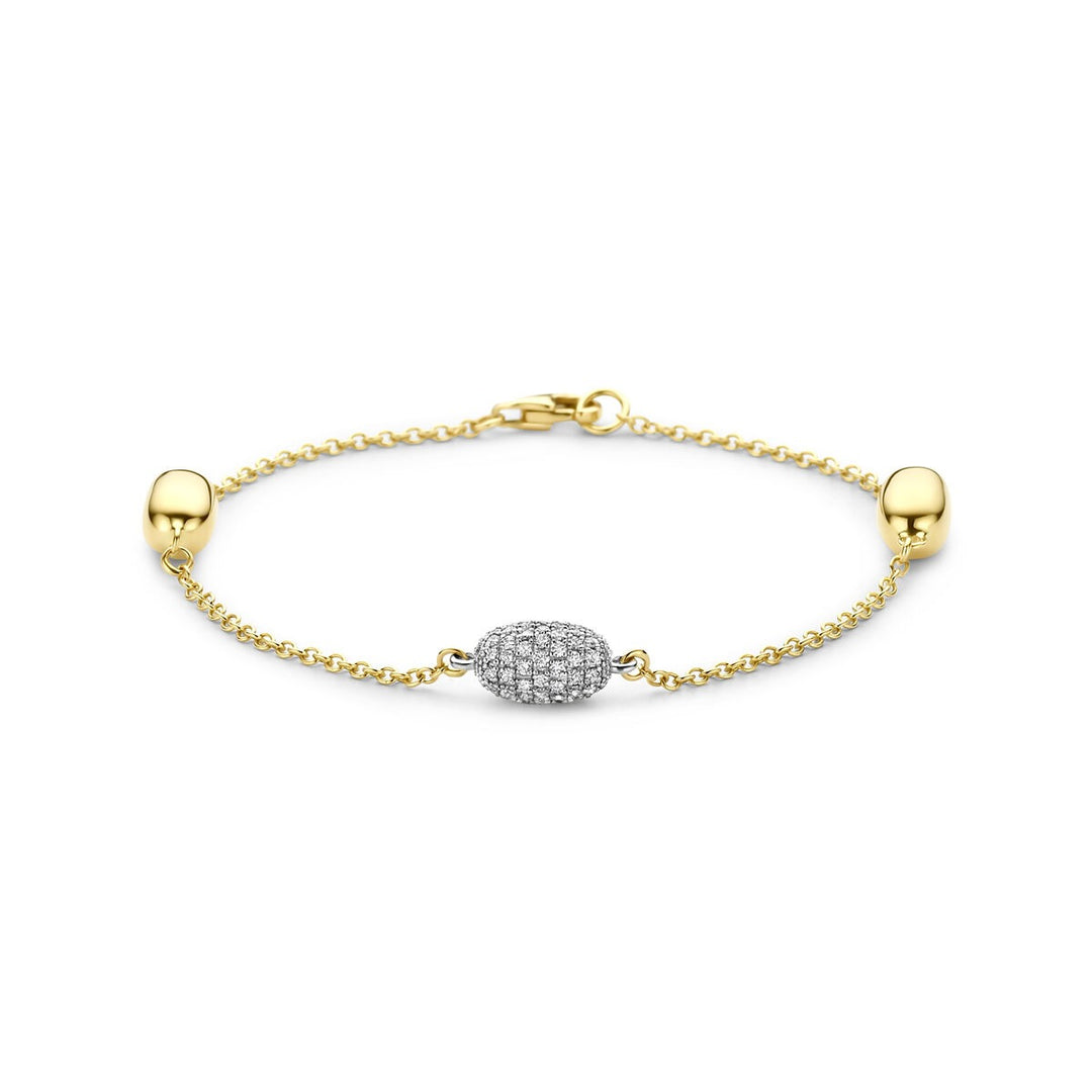 14k bicolor geel en witgouden armband met diamant