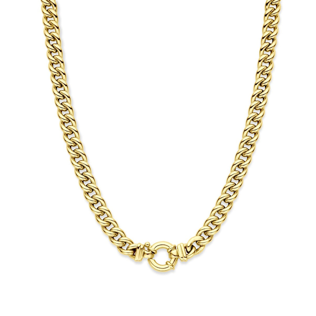 gourmette necklace 9 mm 45 cm with large spring clasp 14K yellow gold