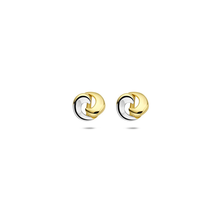ear studs bicolor stamped 14K yellow gold