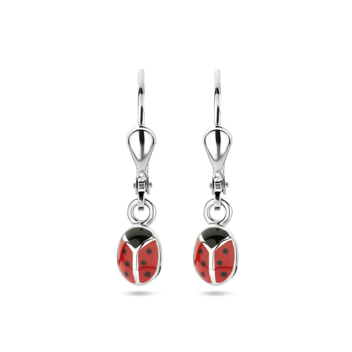 ladybug earrings silver rhodium plated