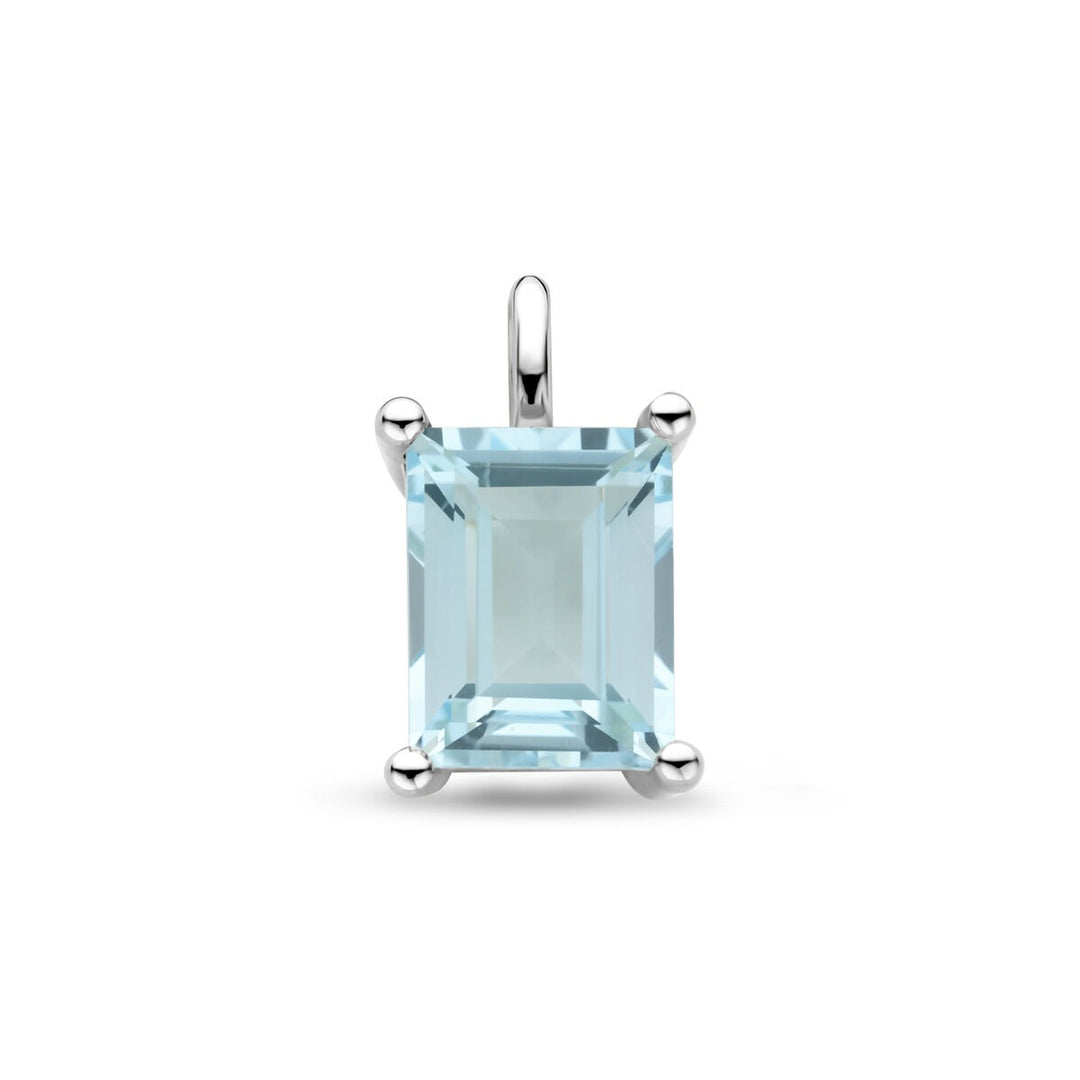 Zilveren hanger met sky blue topaas – gerhodineerd 925 zilver, 14,5 x 8,5 mm