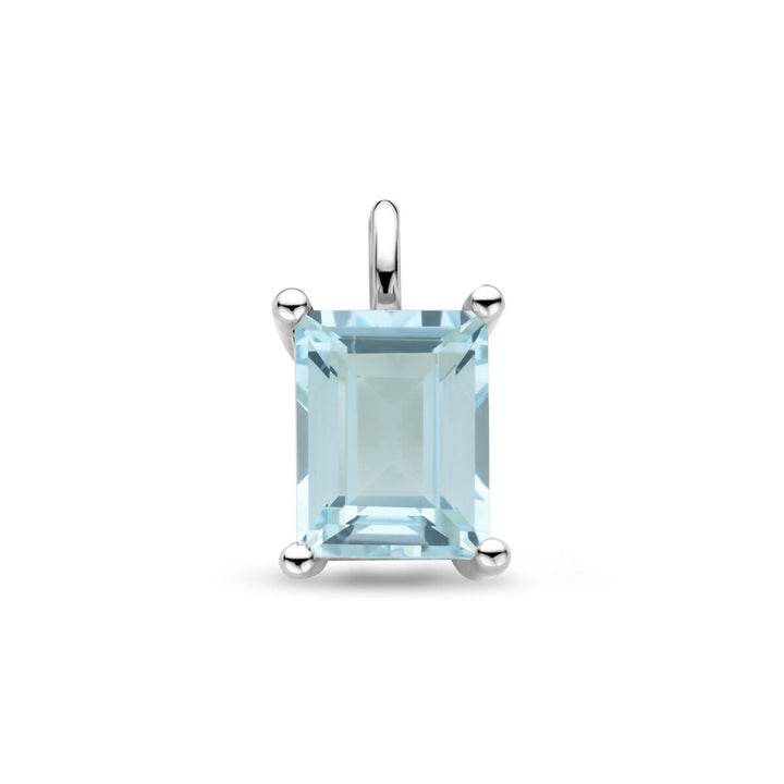 Zilveren hanger met sky blue topaas – gerhodineerd 925 zilver, 14,5 x 8,5 mm