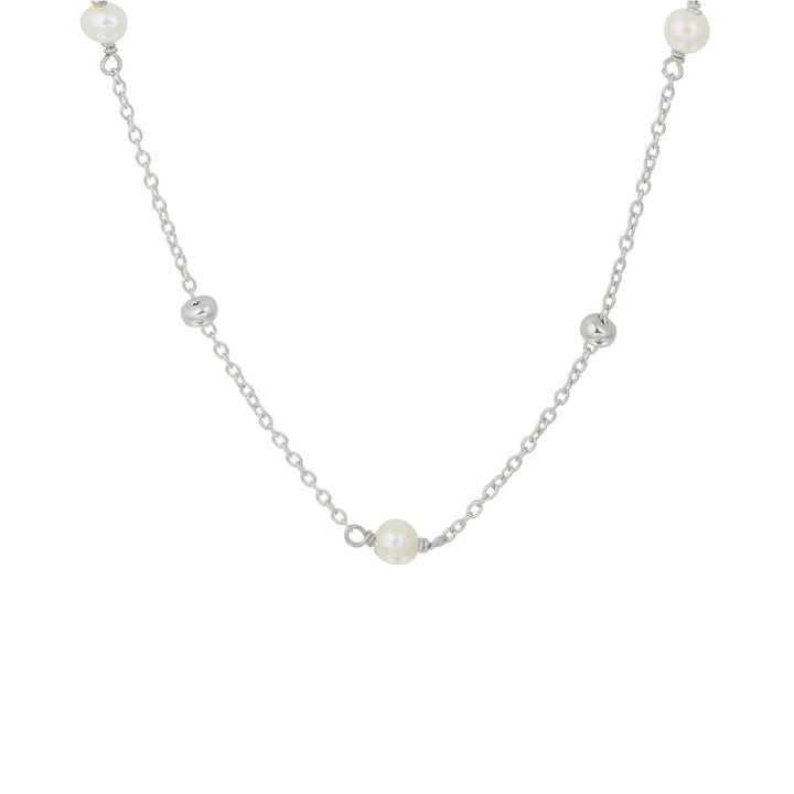 necklace pearl 41 + 4 cm silver rhodium plated