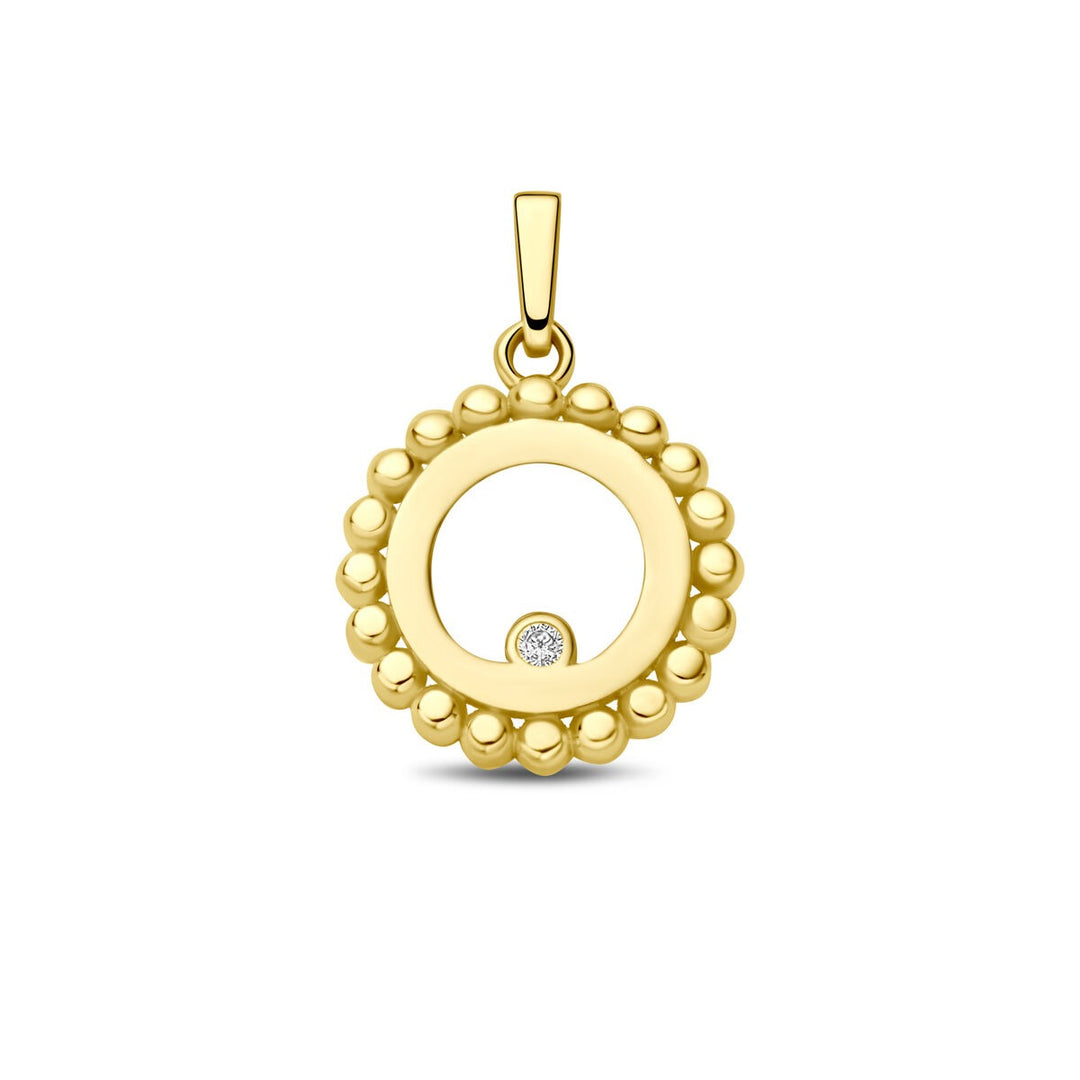9k Geelgouden hanger rondje met zirkonia