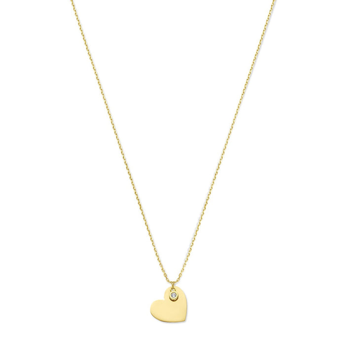 necklace heart and zirconia 1.0 mm 40 - 42 - 44 cm 14K yellow gold