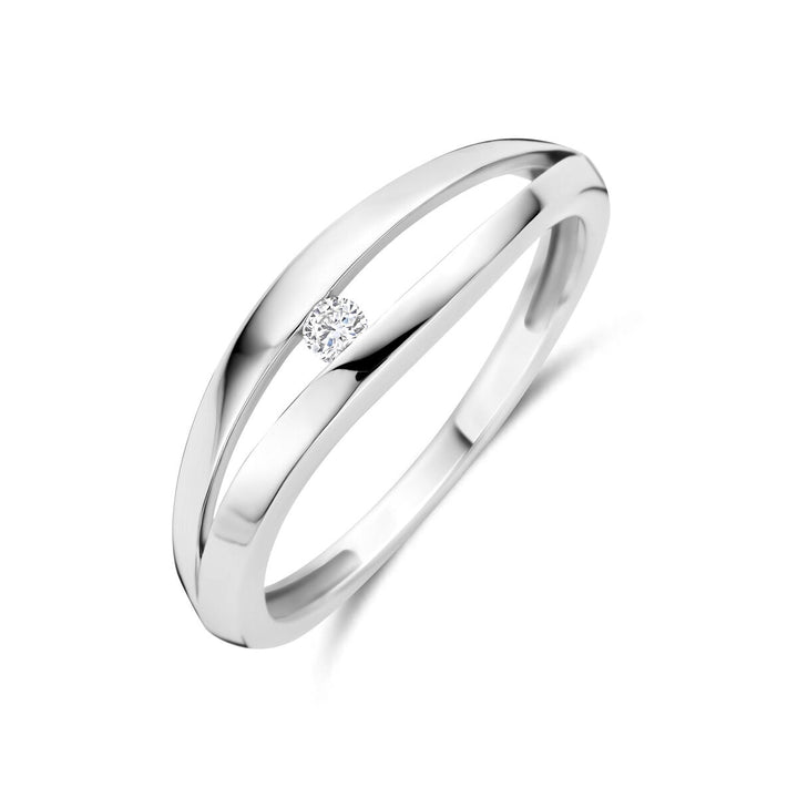 Zilveren damesring met lab grown diamant – 6 mm breed