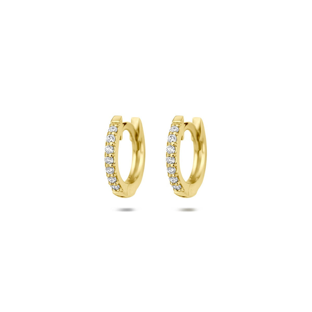 14k Geelgouden klapoorringen met lab grown diamant 0,22 ct