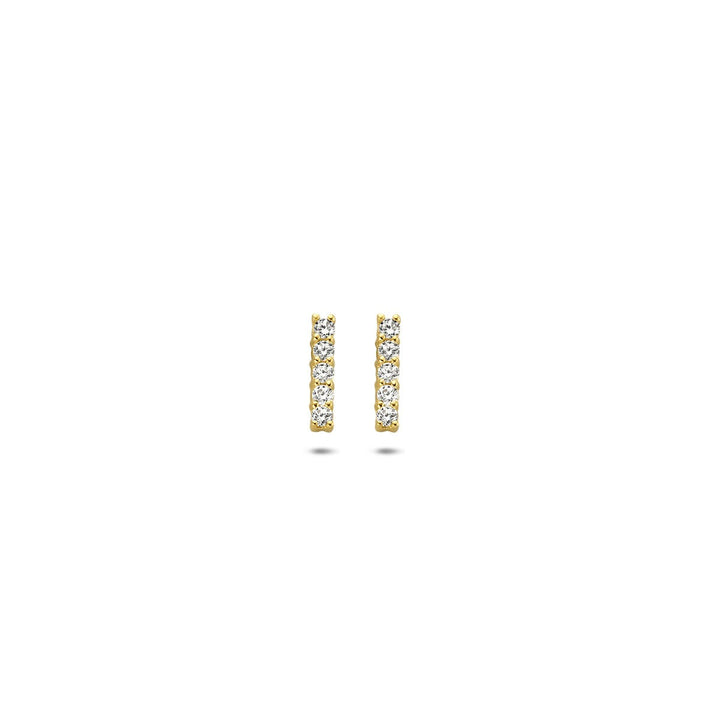 Gouden balk oorknoppen met zirkonia – 14k