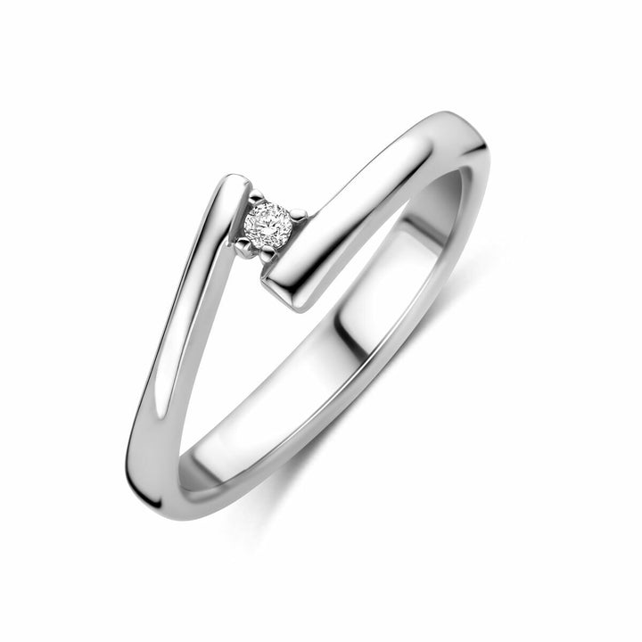 Zilveren damesring met zirkonia – gerhodineerd 925 zilver