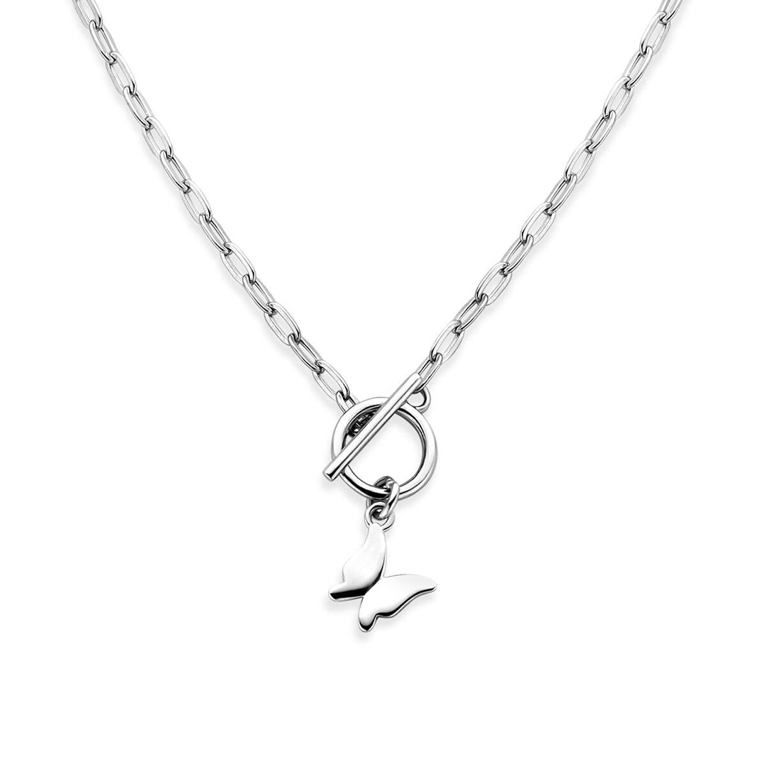 Gerhodineerd 925 zilveren collier met vlinder