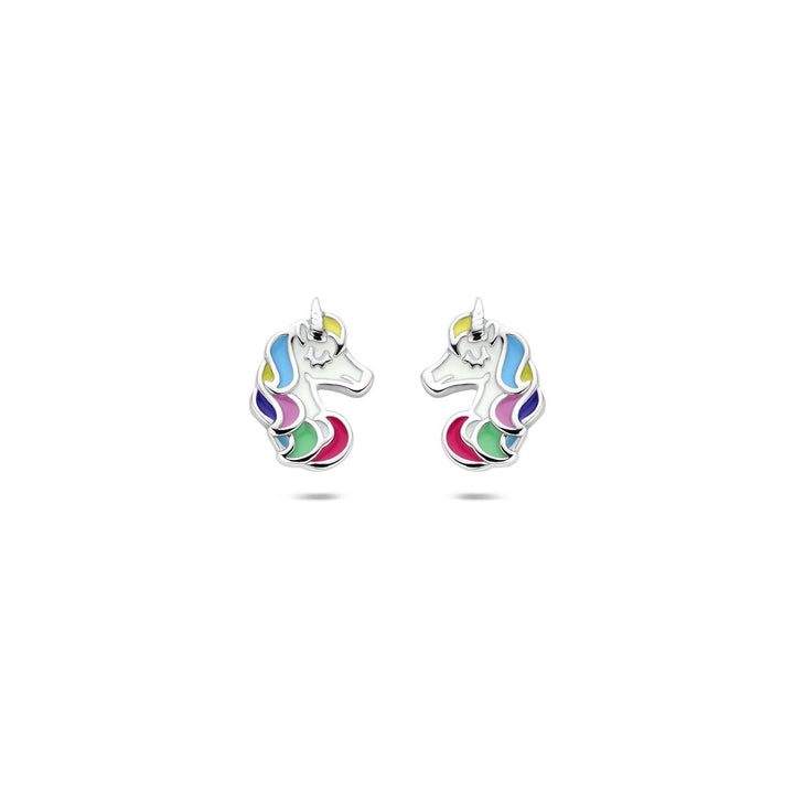 unicorn silver rhodium plated ear studs