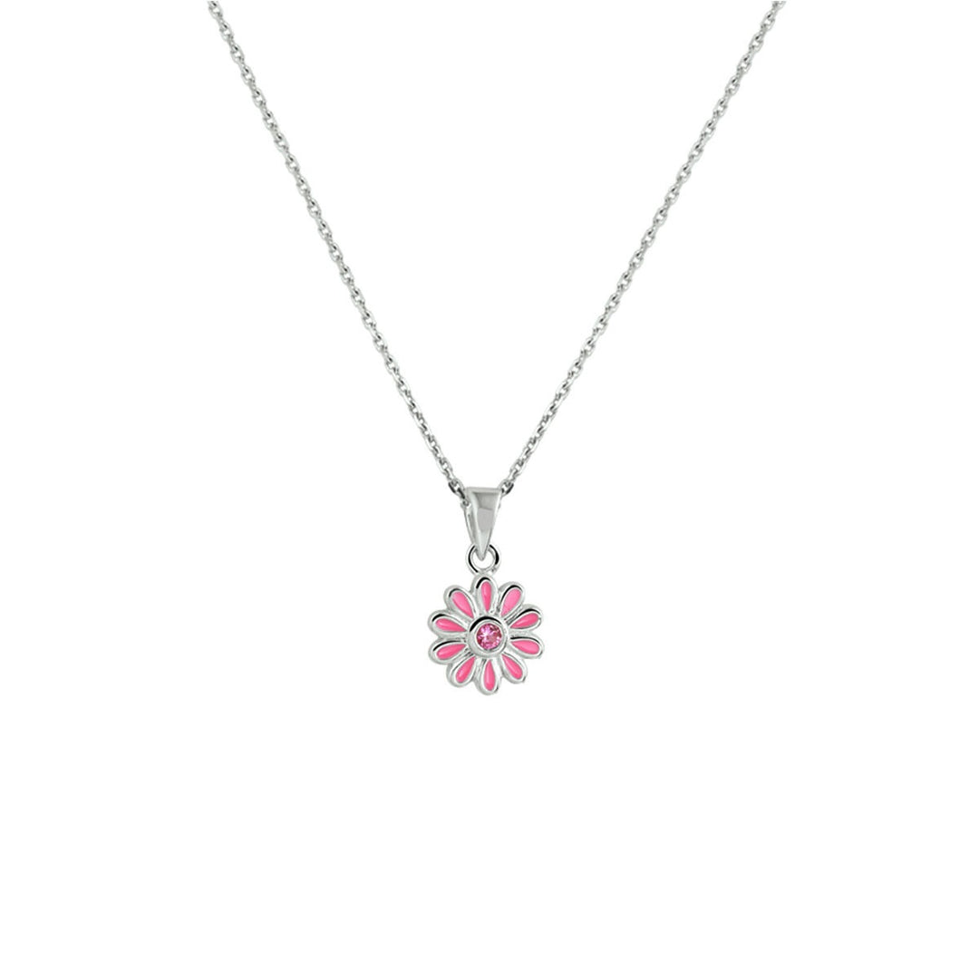 necklace flower zirconia 36 + 4 cm silver rhodium plated