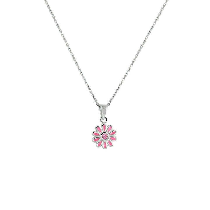 necklace flower zirconia 36 + 4 cm silver rhodium plated