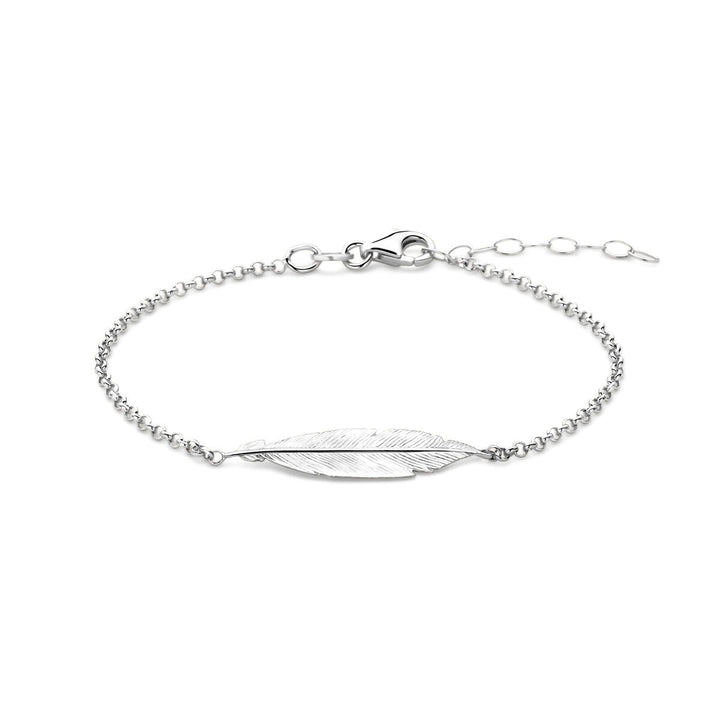 Zilveren armband met veer – gerhodineerd 925 zilver (set)