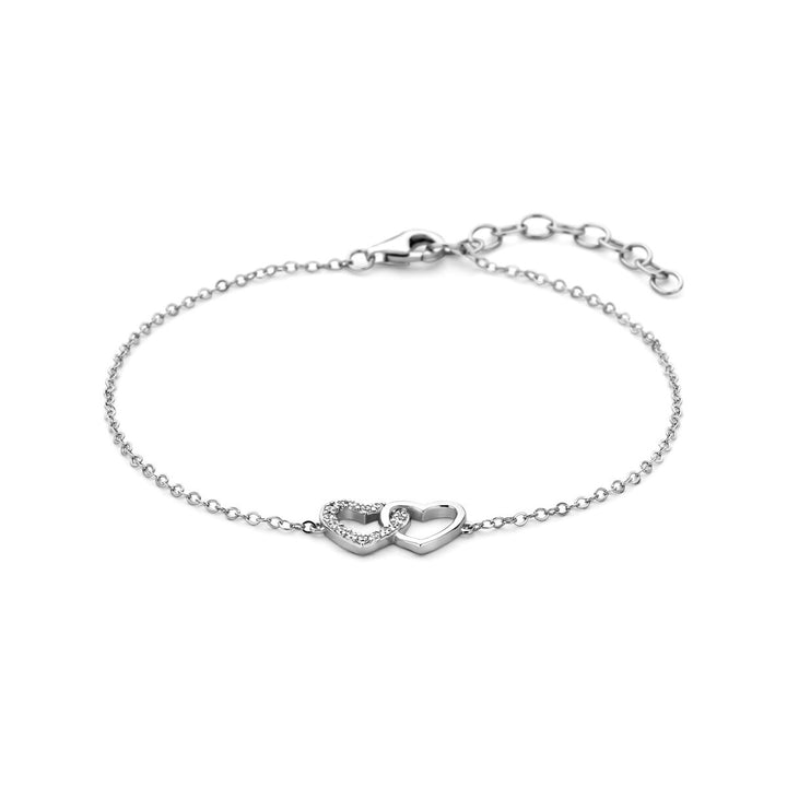 bracelet hearts and zirconia 16 + 3 cm silver rhodium plated
