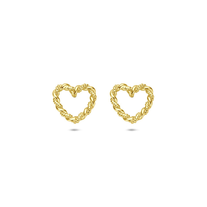 14k geelgouden hartjes oorknoppen – symbool van liefde