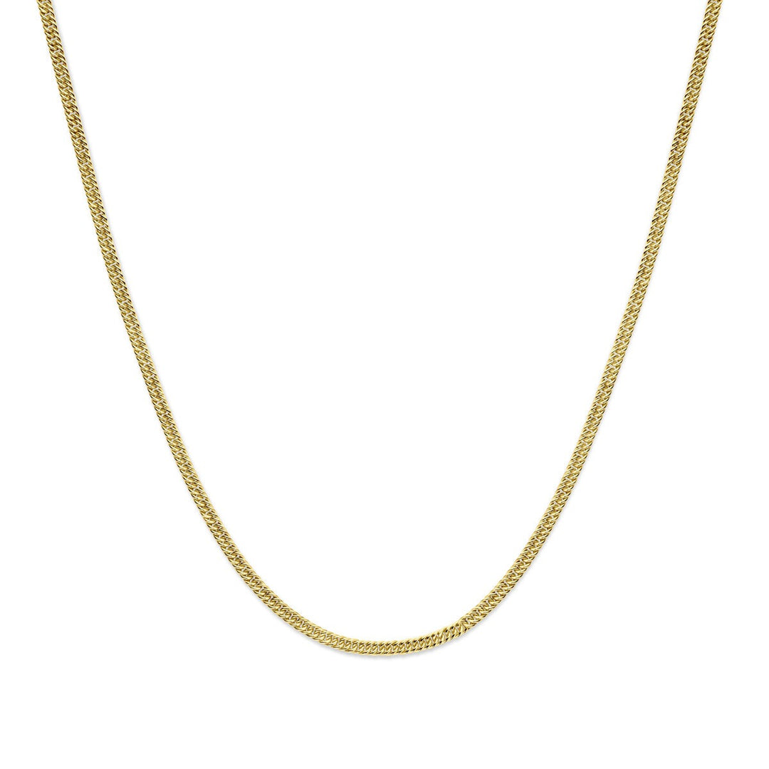 14k geelgouden collier – Silgold met zilverkern, geslepen gourmette schakel 3.8 mm