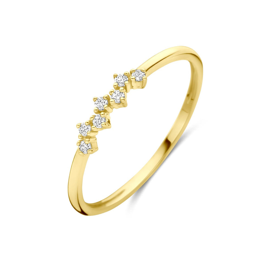 9k Geelgouden ring met zirkonia entourage