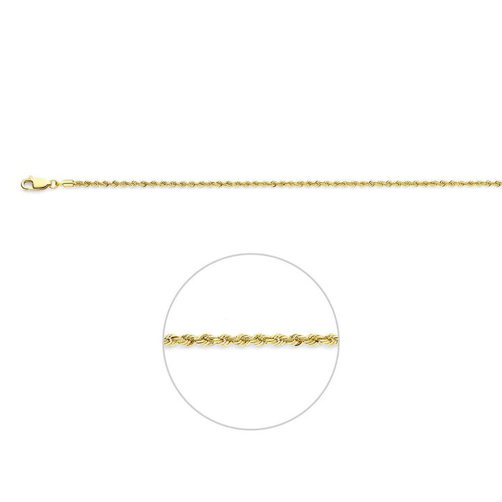 anklet cord 2.0 mm 26 - 28 cm 14K yellow gold