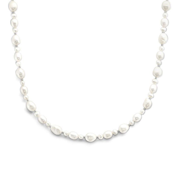 necklace pearls 43 + 4 cm silver rhodium plated