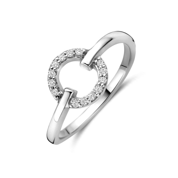 Zilveren dames ring met zirkonia – gerhodineerd