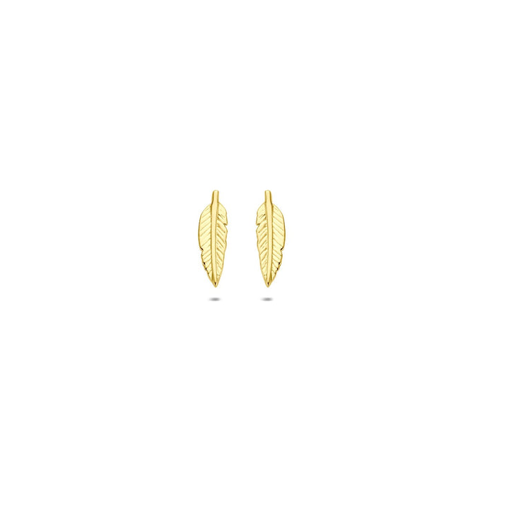 9k geelgouden oorknoppen – bladvormig design