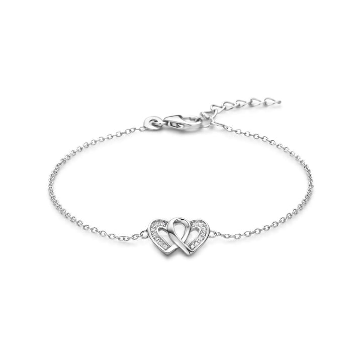 bracelet heart zirconia 16.5 + 2.5 cm silver rhodium plated
