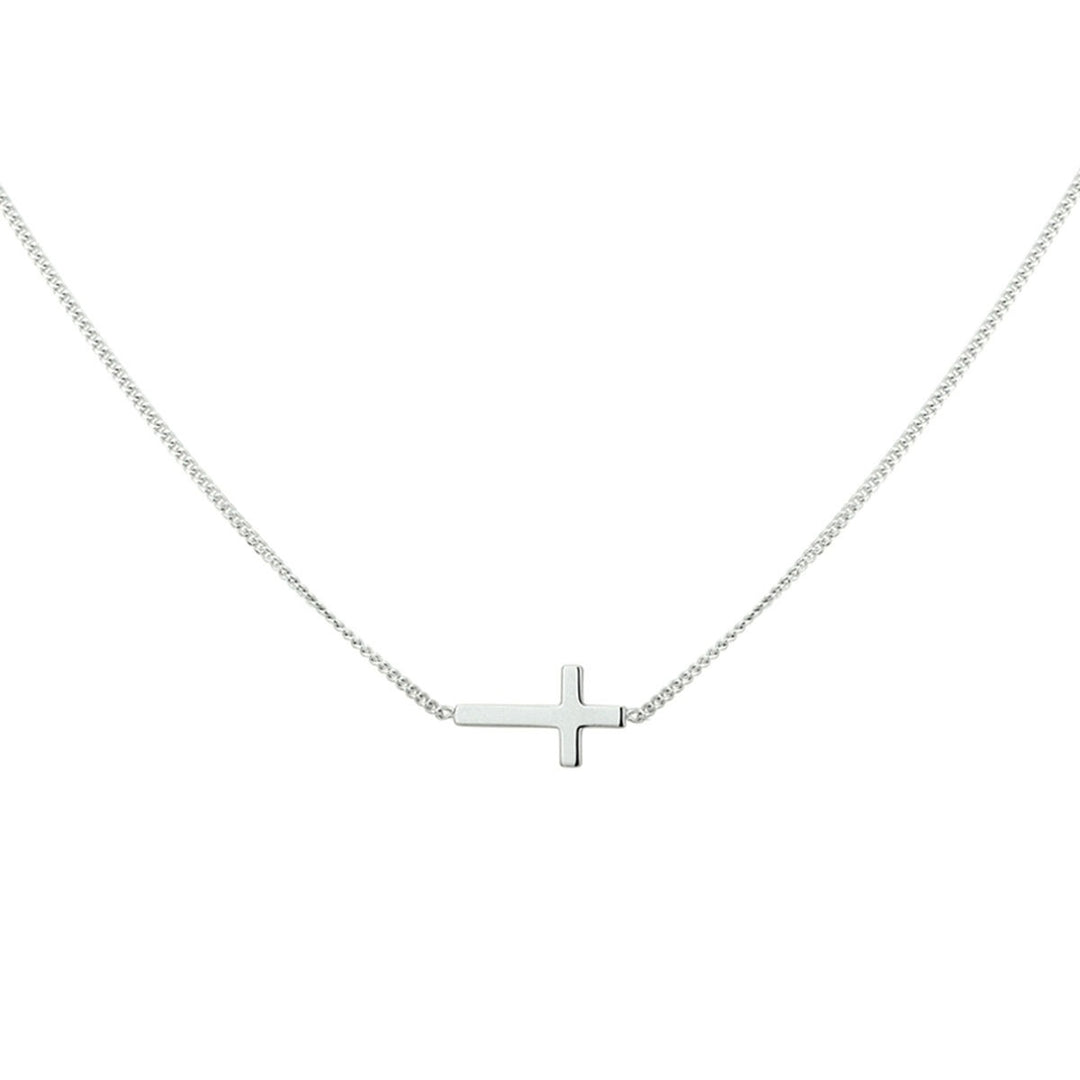 necklace cross 40 + 5 cm silver rhodium plated