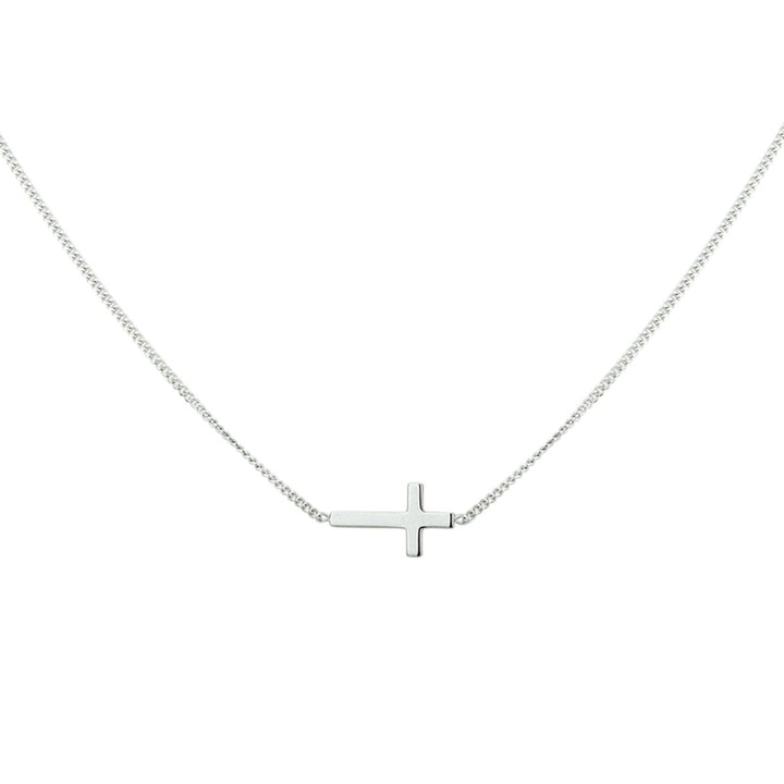 necklace cross 40 + 5 cm silver rhodium plated