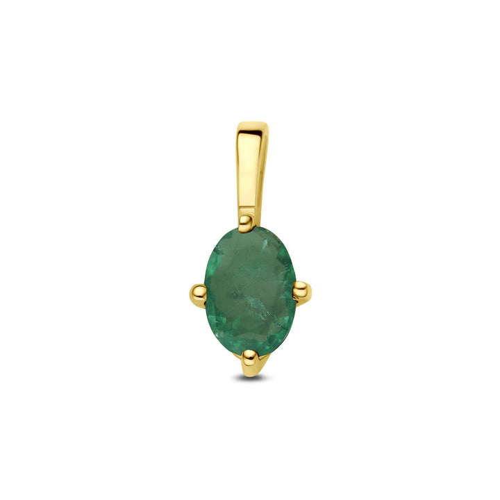 14k geelgouden hanger met smaragd
