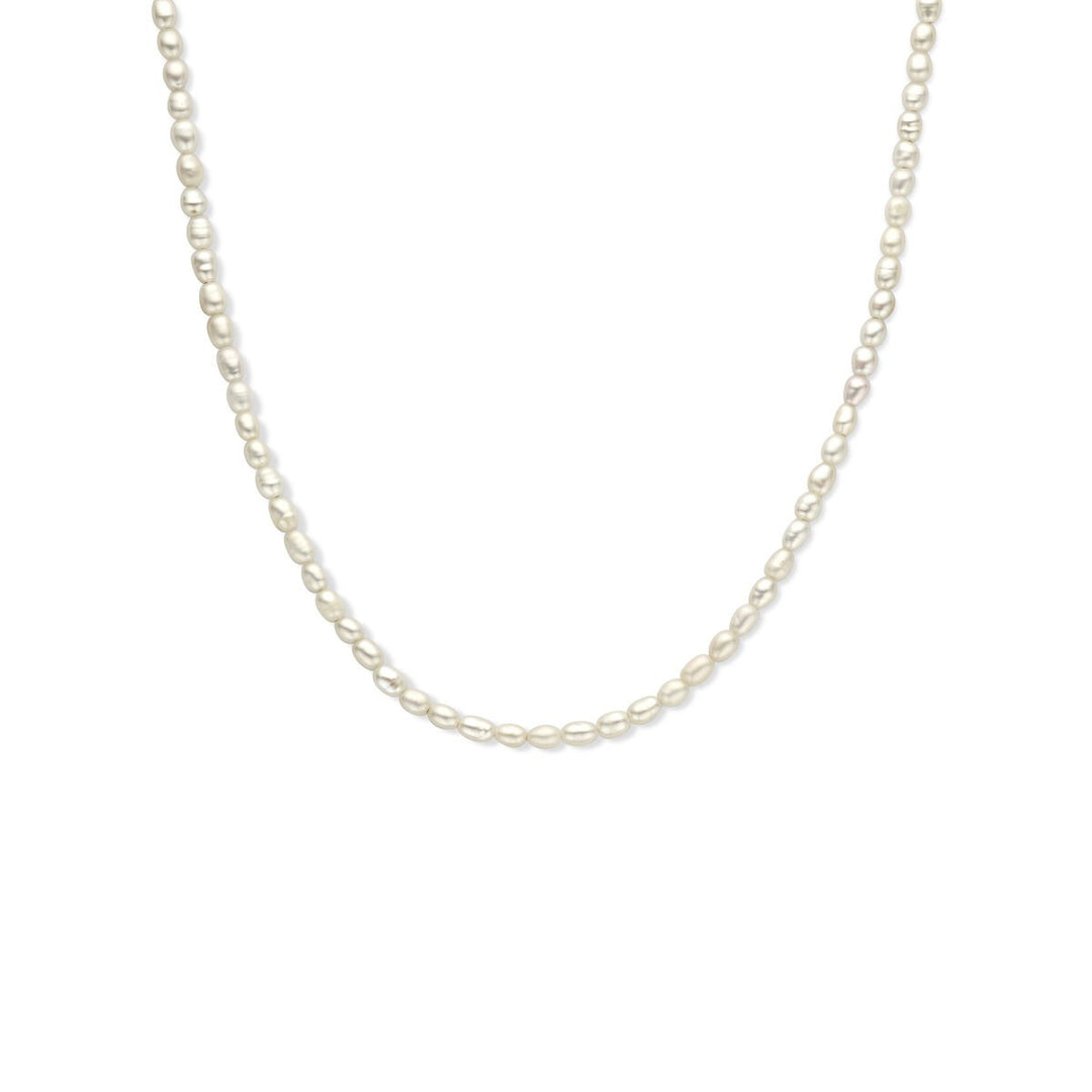 necklace pearl 3.8 mm 40 + 5 cm silver rhodium plated