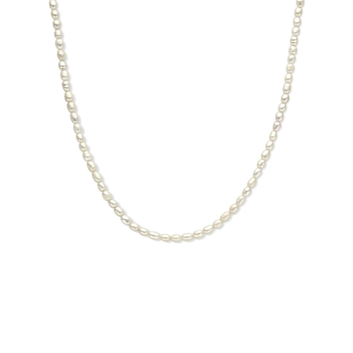 necklace pearl 3.8 mm 40 + 5 cm silver rhodium plated