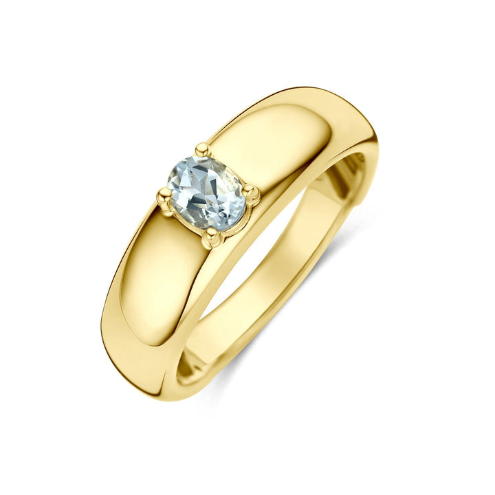 14k geelgouden ring met aquamarijn