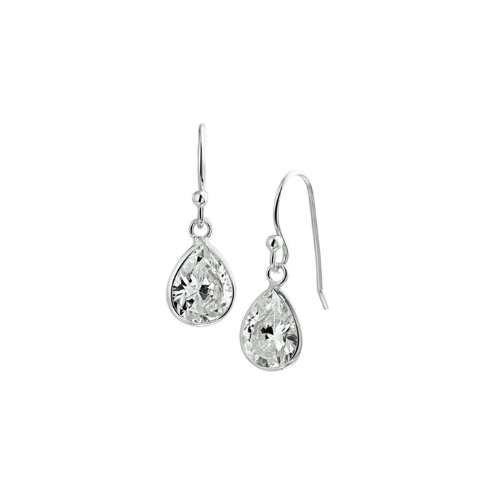 earrings zirconia French hook silver rhodium plated