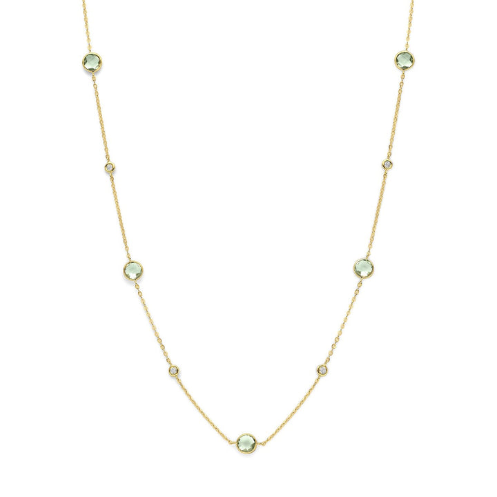 14k geelgouden collier met groene amethist en diamant 0,25 ct